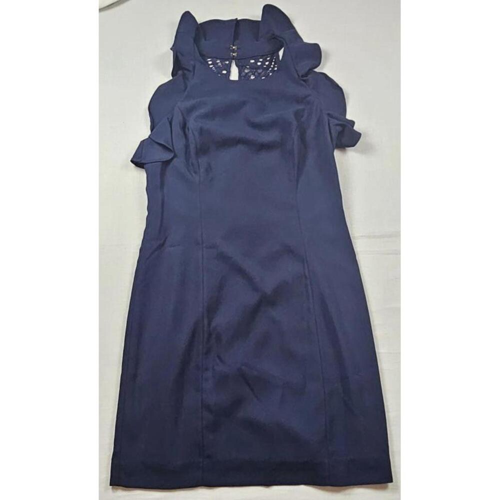 Lilly Pulitzer Britnee Stretch Sleeveless Shift Dress Ruffle Lace Navy Size 2‎